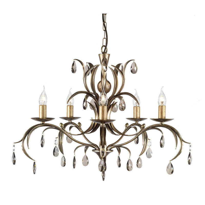 Lustre Lily 5 lumières bronze, verre