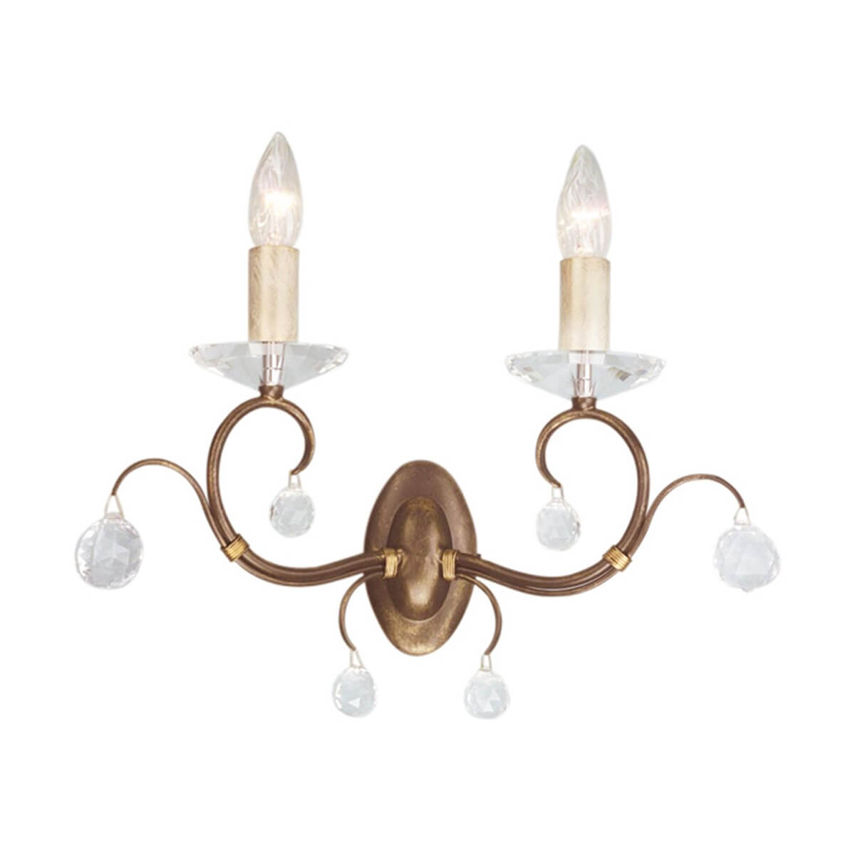 Applique murale Lunetta 2 lumières bronze, verre