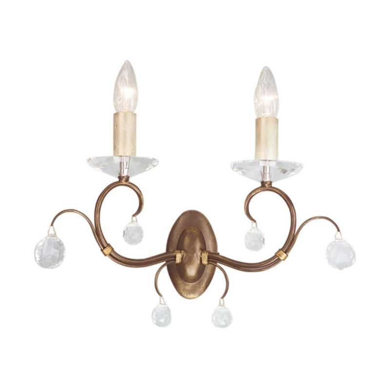 Applique murale Lunetta 2 lumières bronze, verre