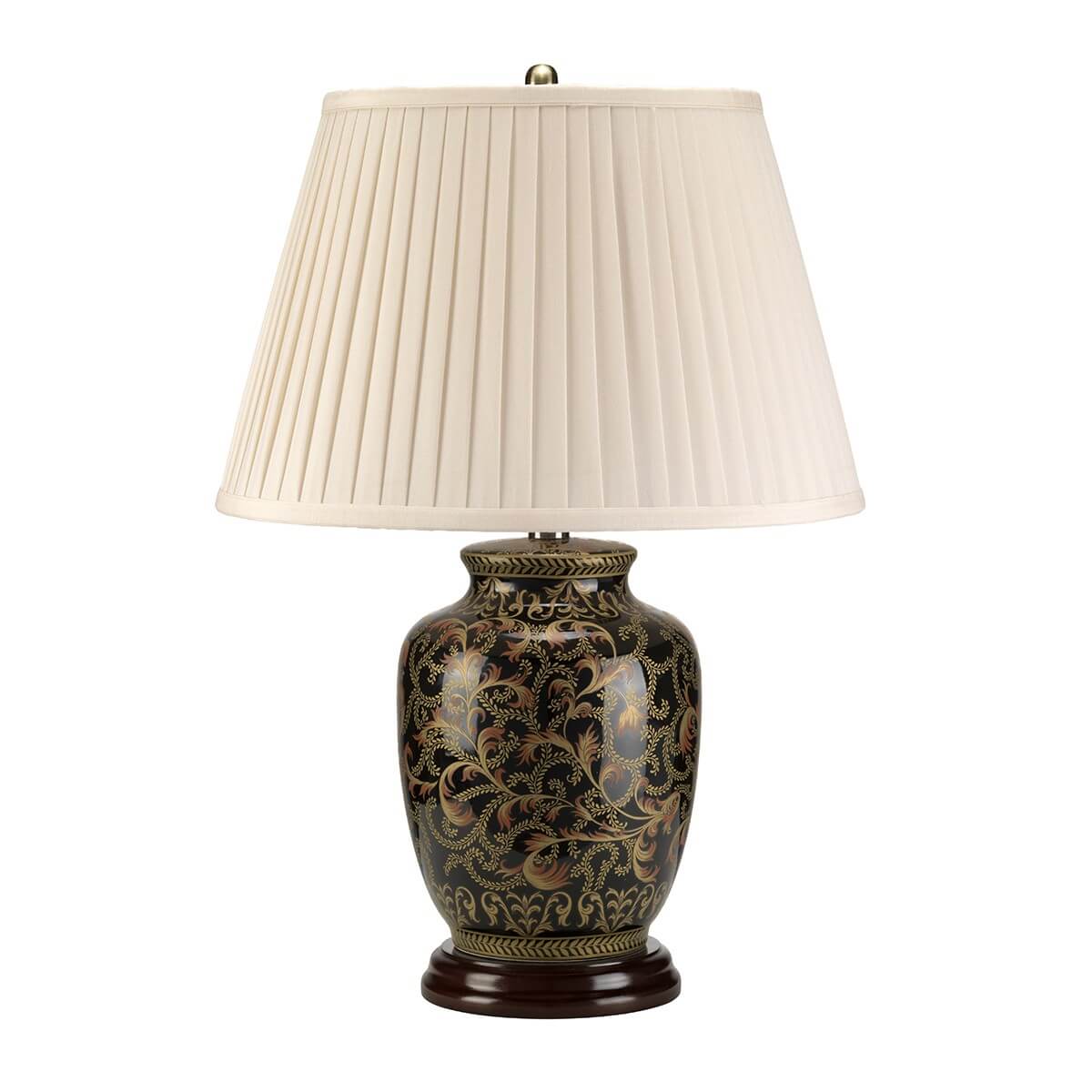Lampe à poser Morris dorée et noire, porcelaine, H 59 cm