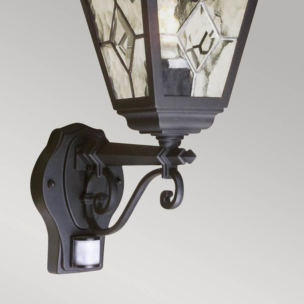 Applique extérieure Norfolk noire, verre, H 47 cm