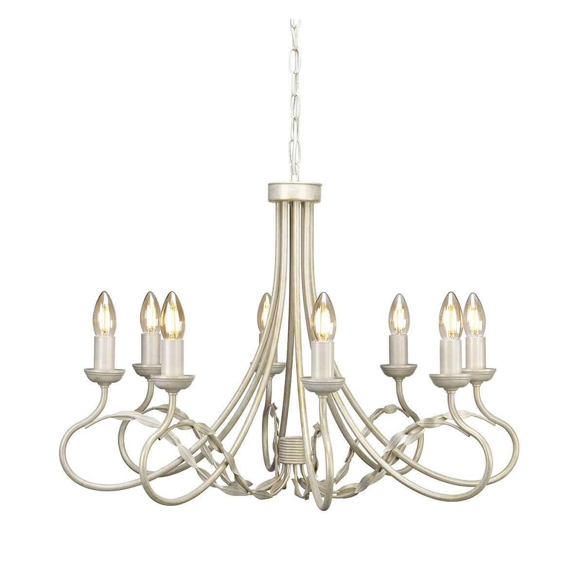 Lustre Olivia 8 lumières crème et doré