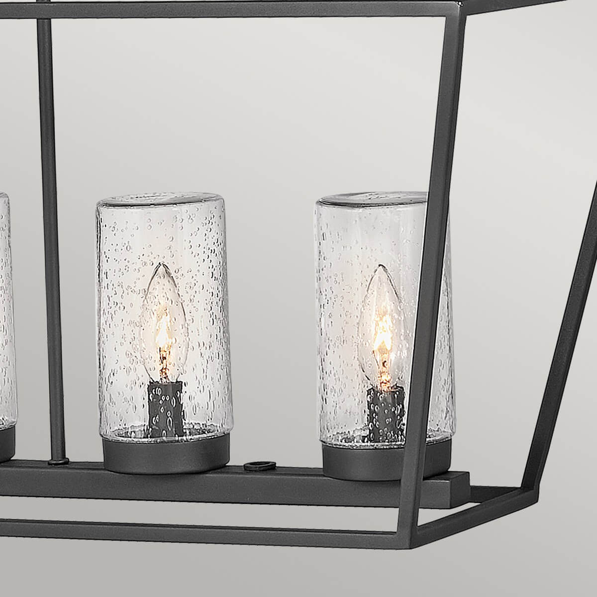 Suspension extérieure Alford Place 6 lumières noire et transparente, verre