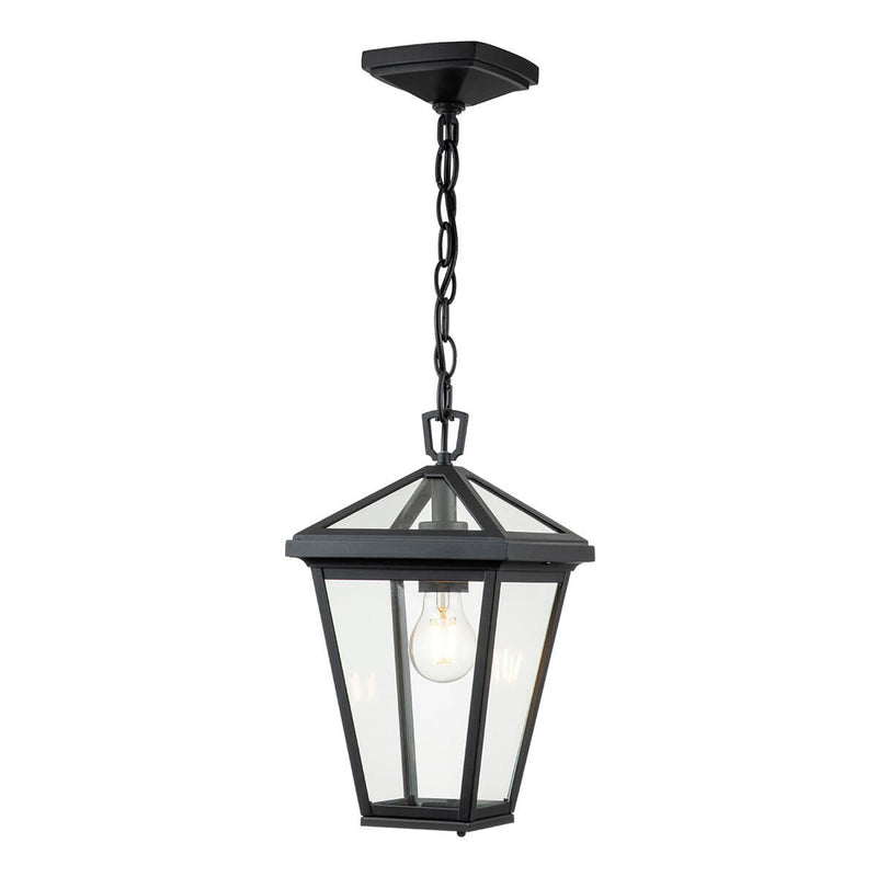 Suspension extérieure Alford Place noire et transparente, verre