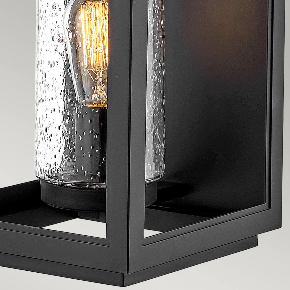 Applique extérieure Atwater noire et transparente, verre, H 51,8 cm