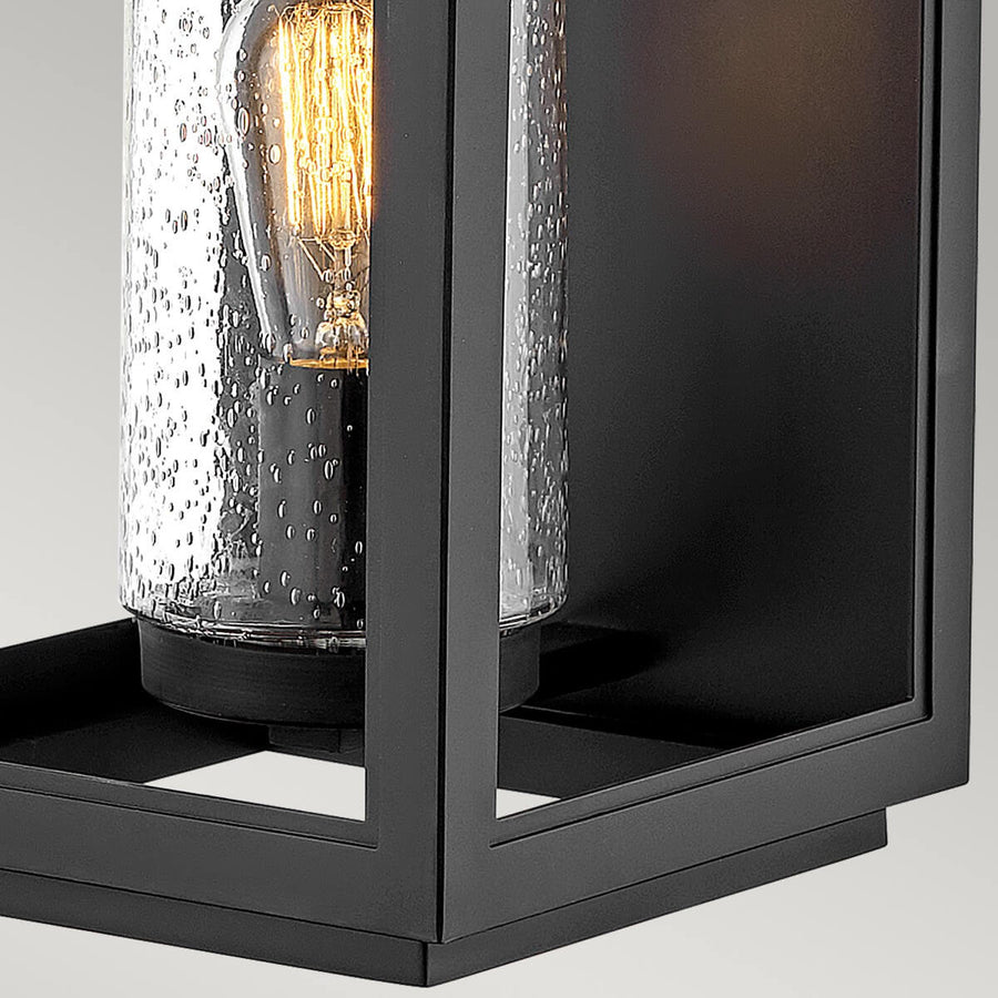 Applique extérieure Atwater noire et transparente, verre, H 51,8 cm