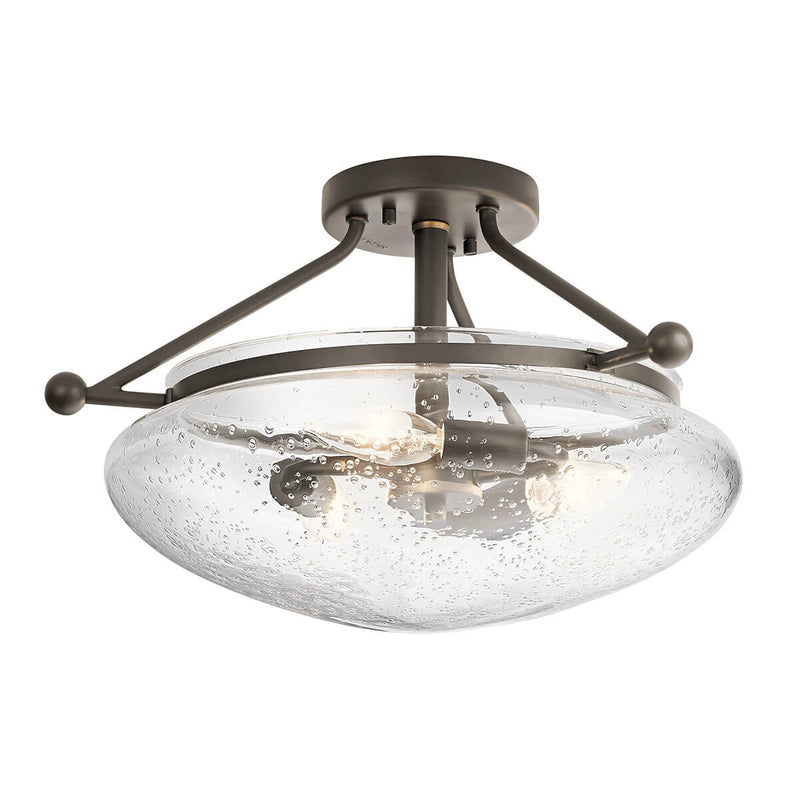 Plafonnier Belle 3 lumières bronze et transparent, verre