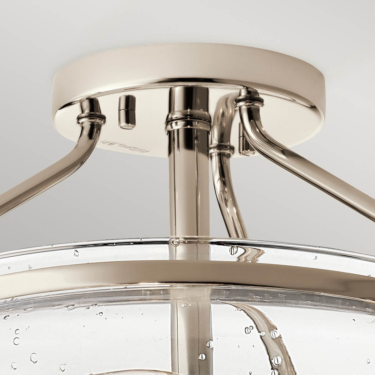 Plafonnier Belle 3 lumières nickel poli et transparent, verre