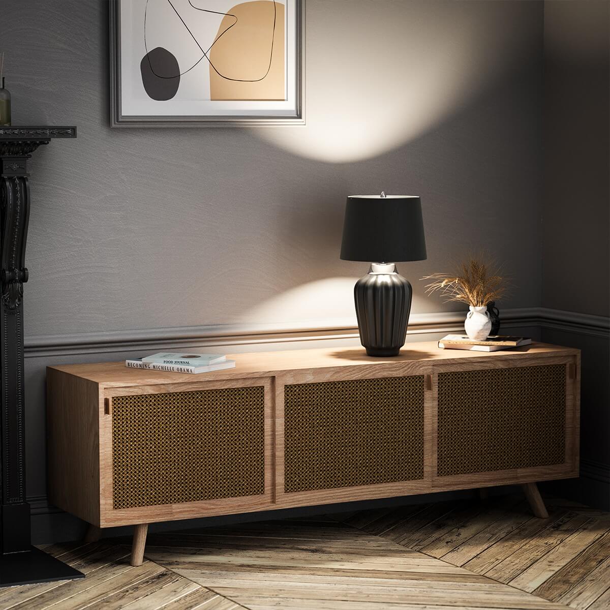 Lampe à poser Bexley noire et nickel poli, céramique