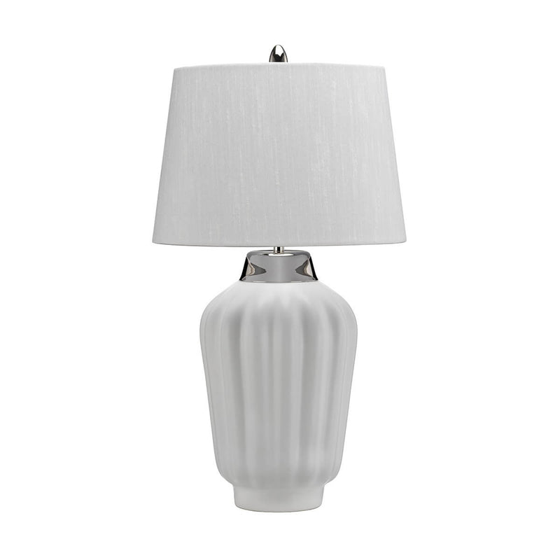 Lampe à poser Bexley blanche et nickel poli, céramique