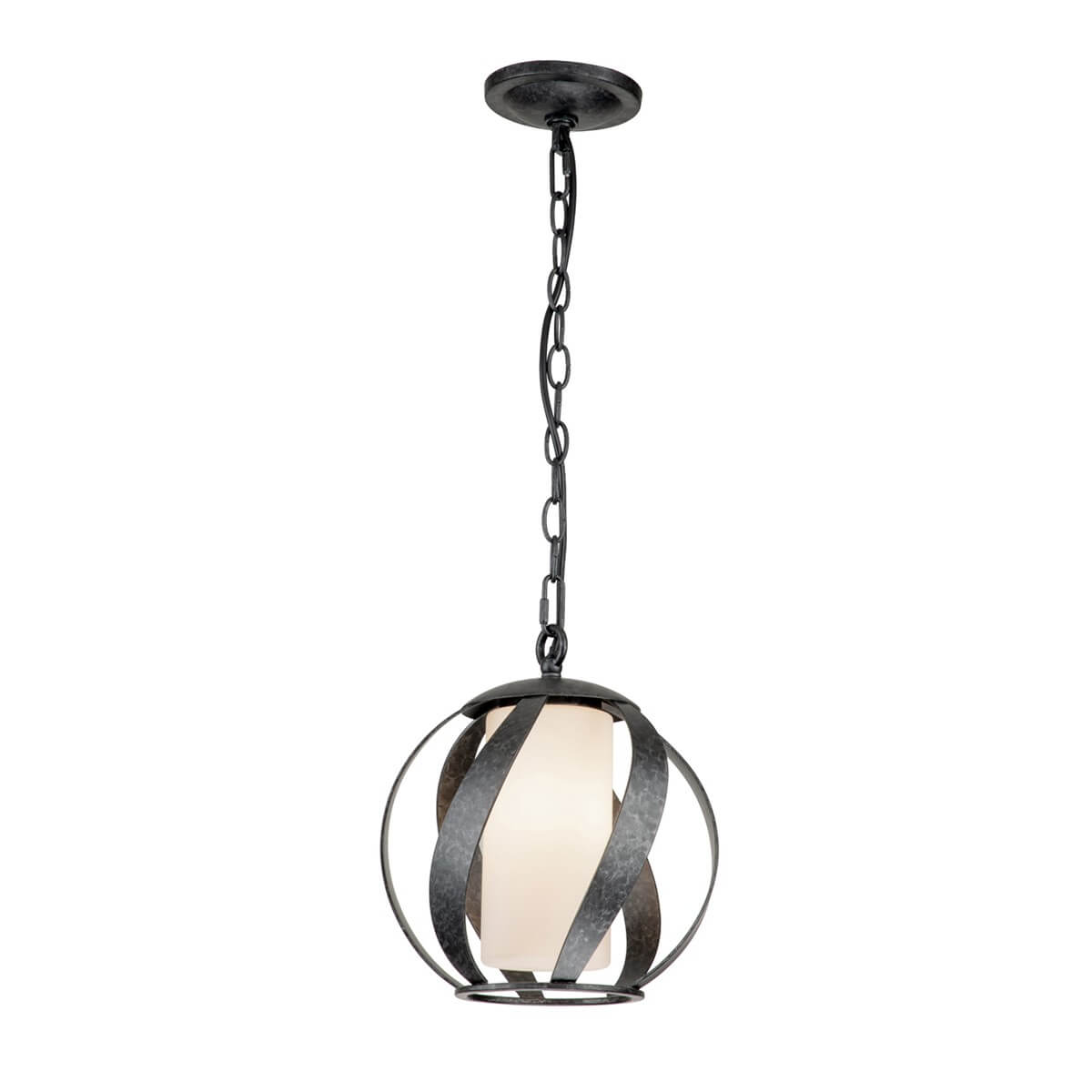 Suspension extérieure Blacksmith noire et opale, verre