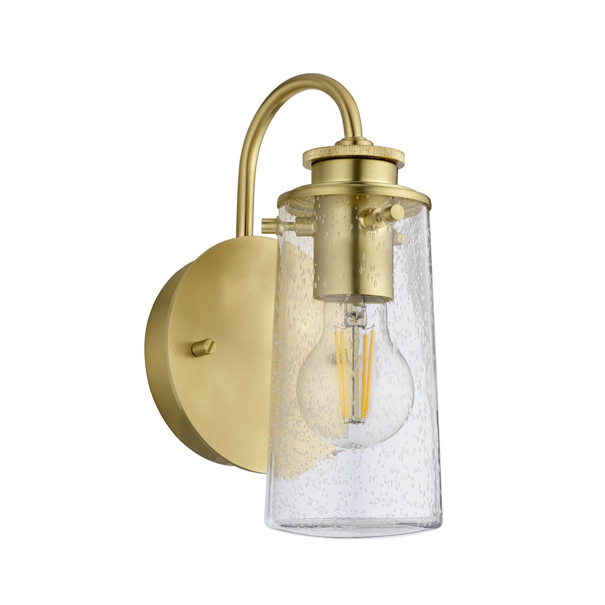 Applique murale allumée, ampoule à filament visible à travers le verre cylindrique moucheté