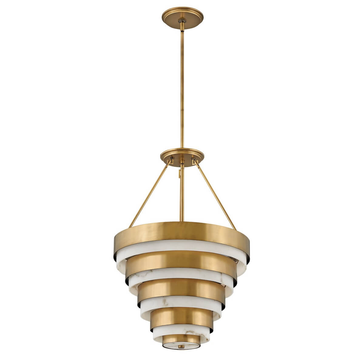 Suspension Echelon 4 lumières laiton, albâtre