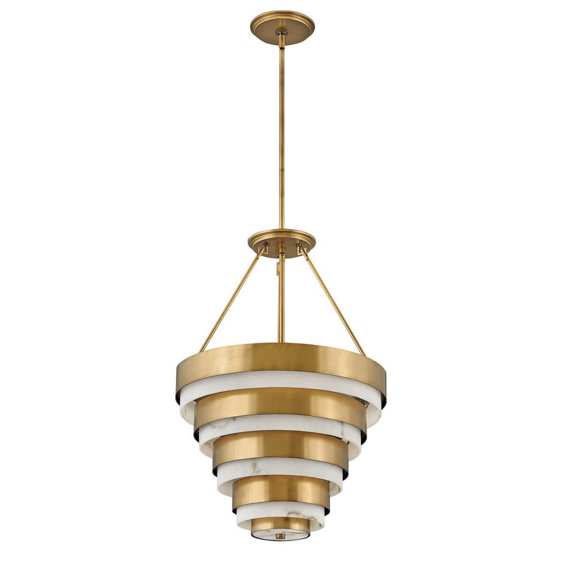 Suspension Echelon 4 lumières laiton, albâtre
