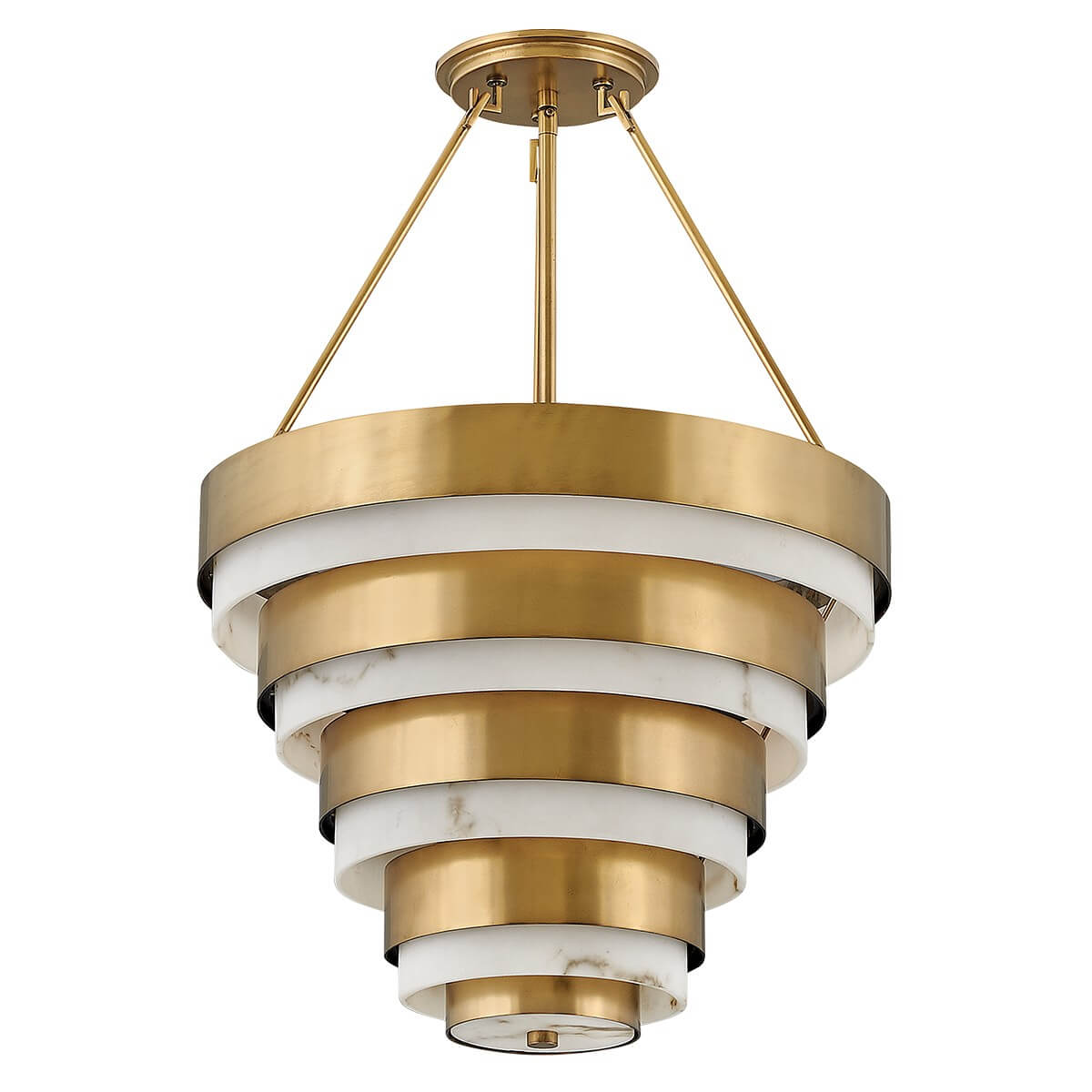 Suspension Echelon 4 lumières laiton, albâtre