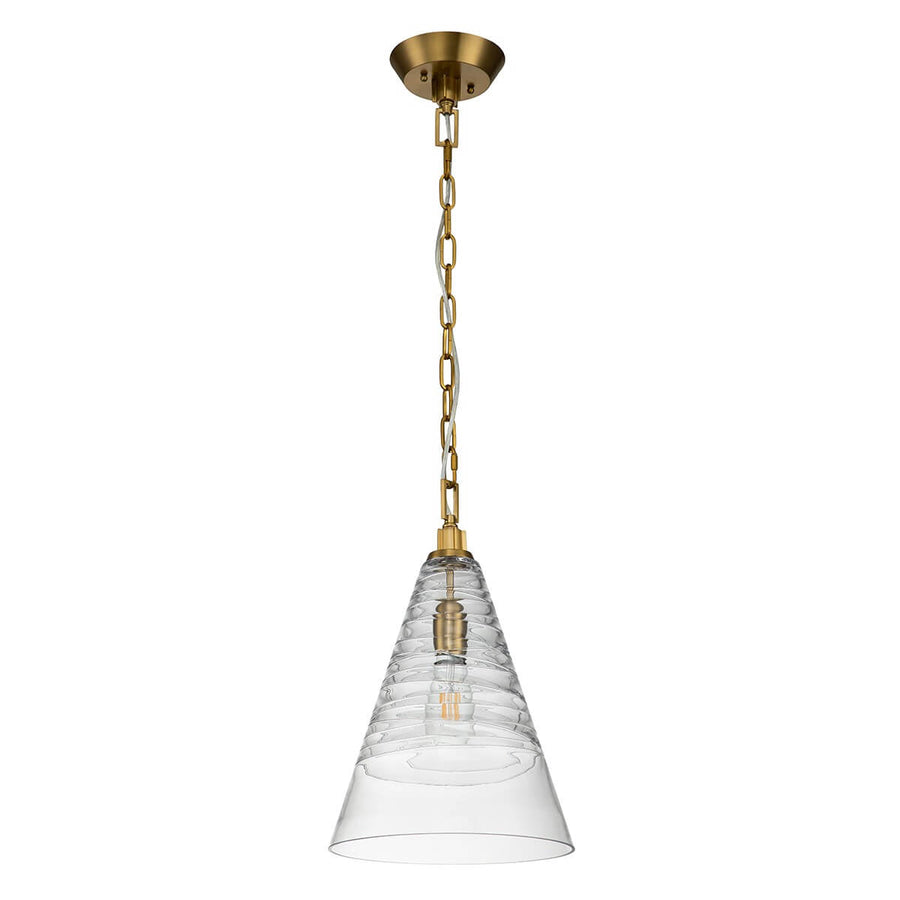 Suspension Elmore laiton et transparente, verre