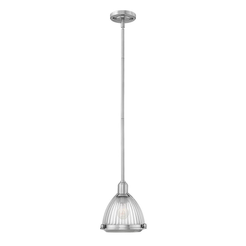 Suspension Elroy nickel satiné et transparente, verre
