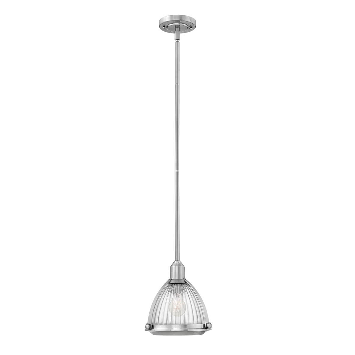 Suspension Elroy nickel satiné et transparente, verre