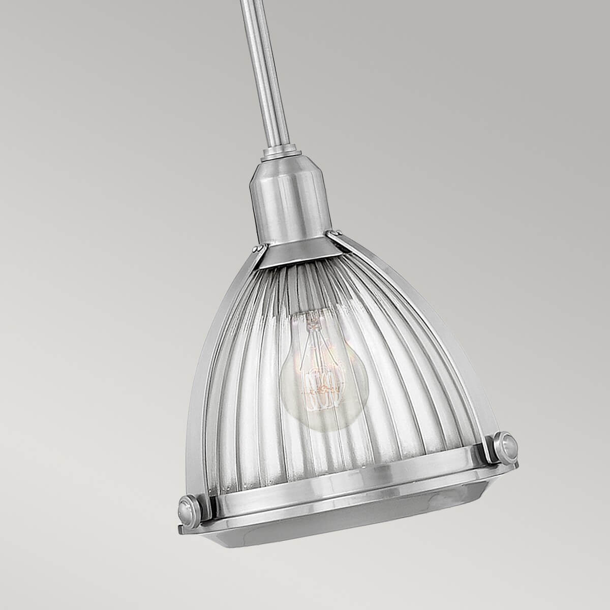 Suspension Elroy nickel satiné et transparente, verre