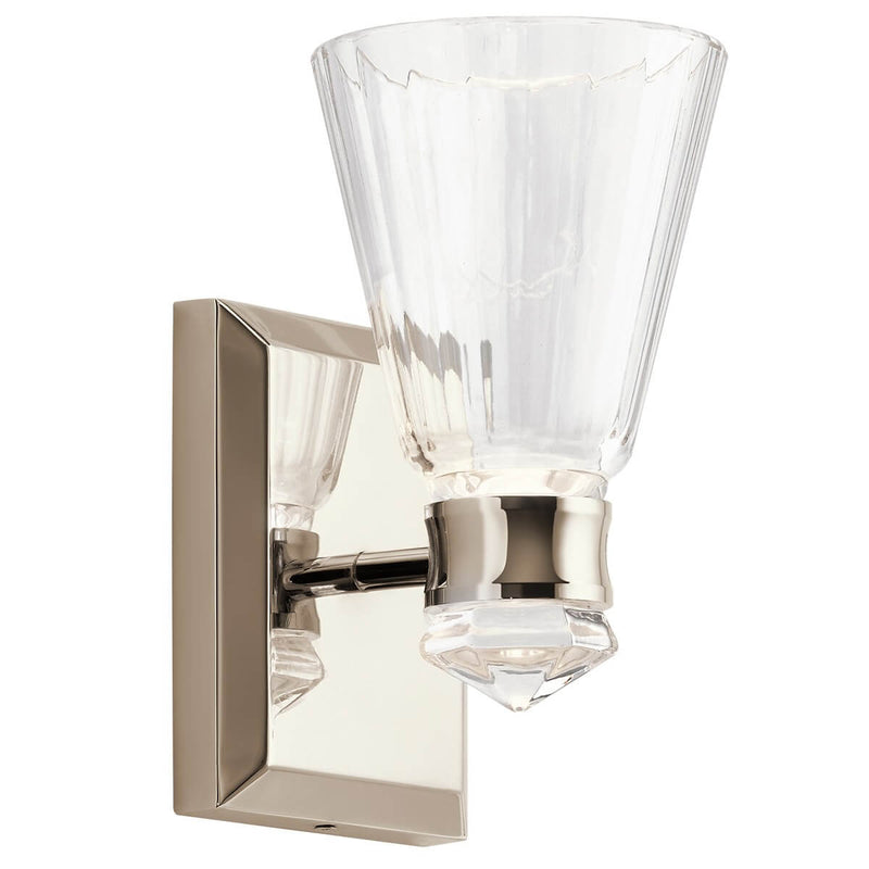 Applique murale Kayva nickel poli et transparente, verre, H 24,7 cm