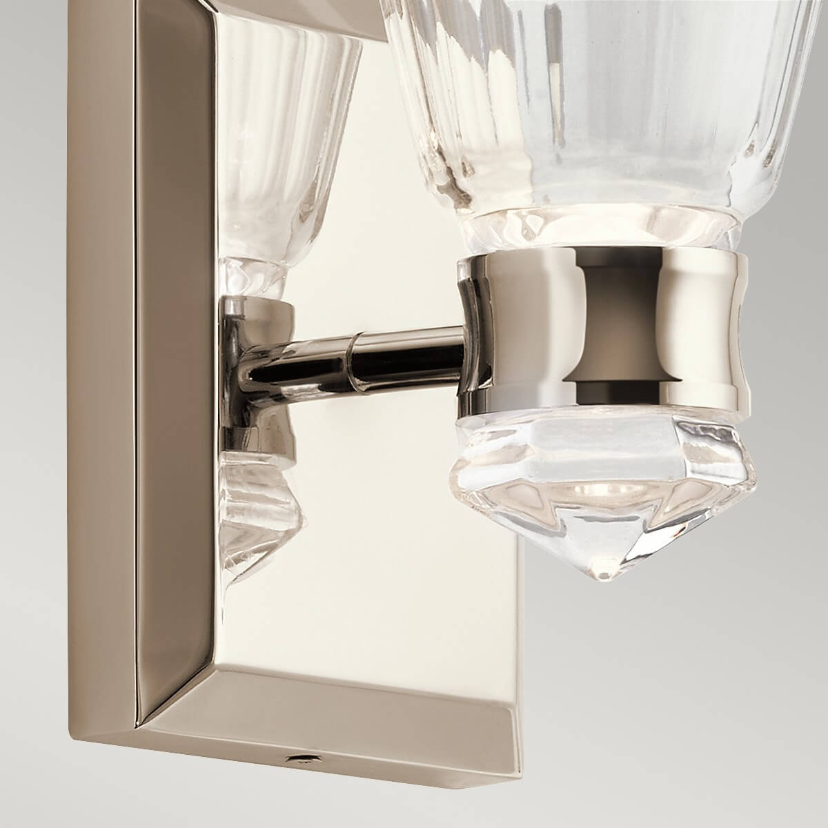 Applique murale Kayva nickel poli et transparente, verre, H 24,7 cm