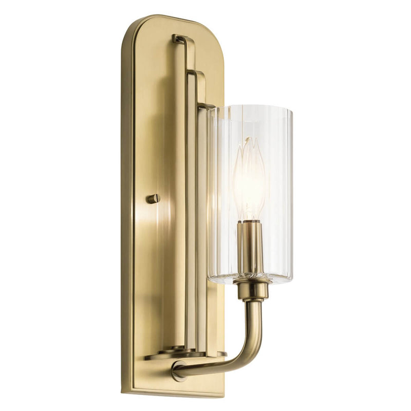 Applique murale Kimrose bois et laiton, verre