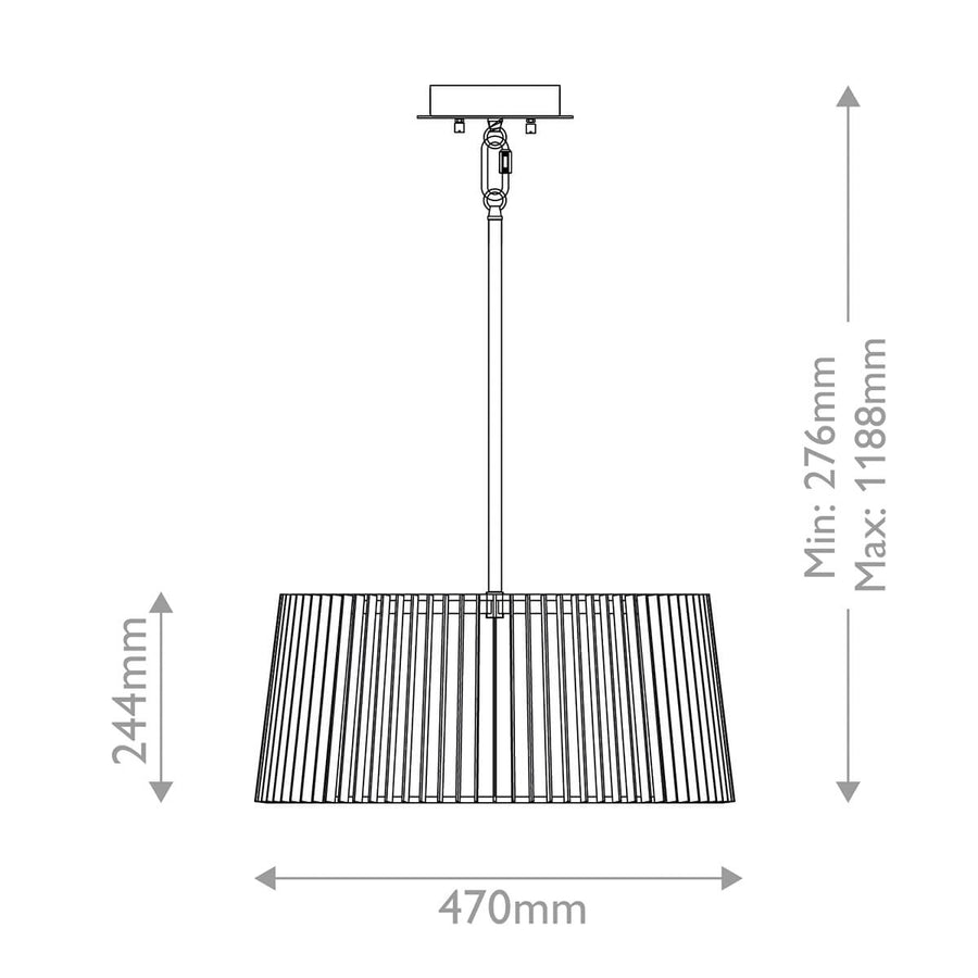 Suspension Linara noire et bois, Ø 47 cm