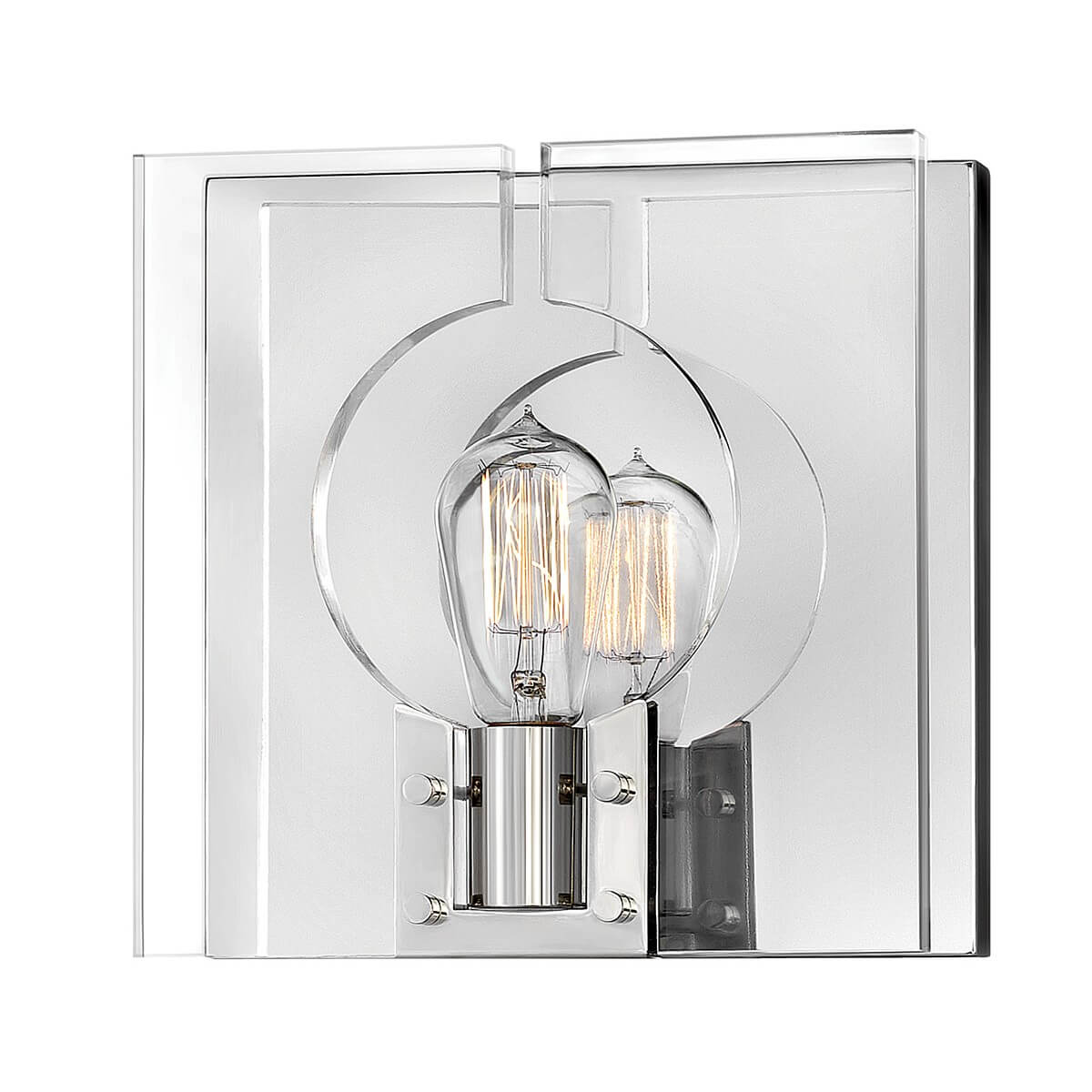 Applique murale carrée en verre miroir avec ampoule à filament apparente