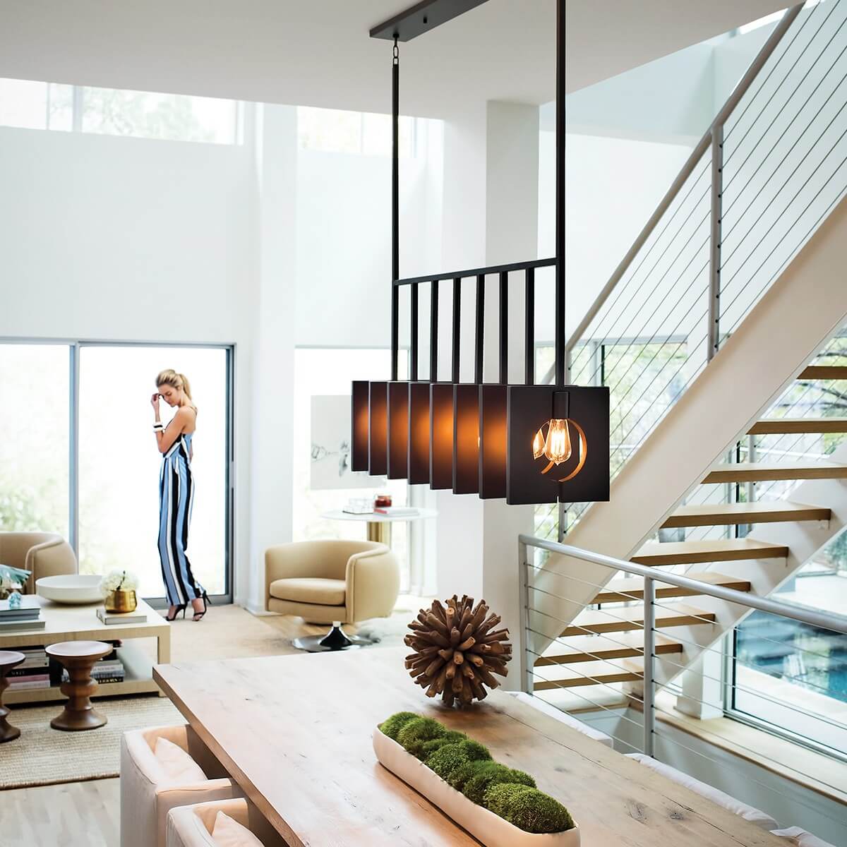 Suspension Ludlow 8 lumières anthracite
