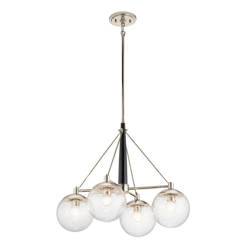 Lustre Marilyn 4 lumières nickel poli et transparent, verre