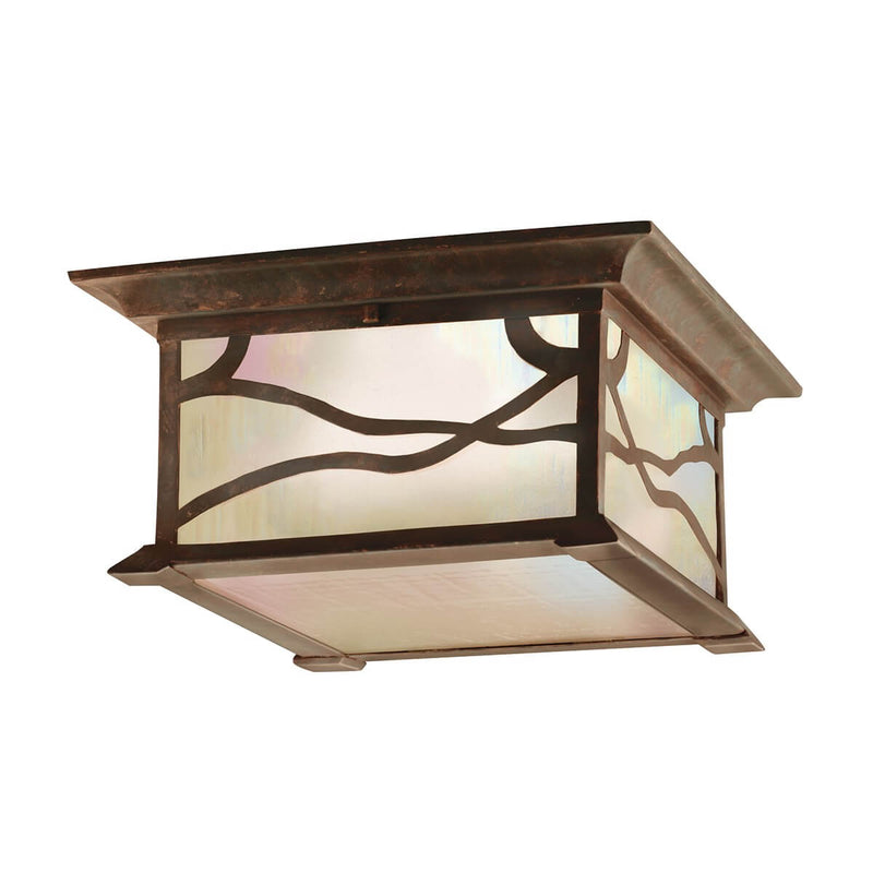 Plafonnier extérieur Morris 2 lumières cuivré, verre