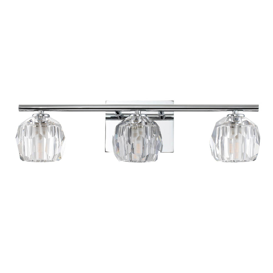 Seconde vue frontale de l’applique aux trois globes de cristal transparent