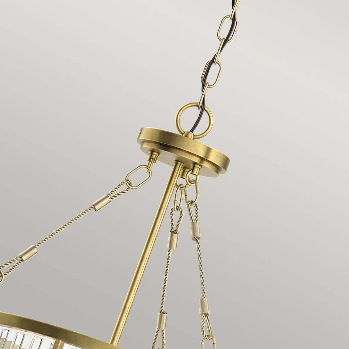 Suspension Roux 3 lumières bois et laiton, verre
