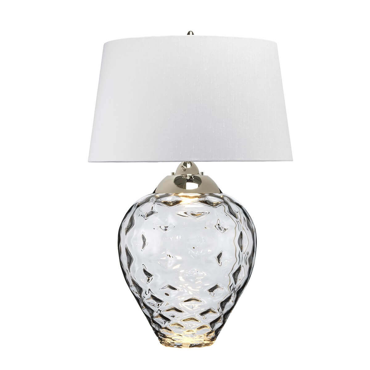 Lampe à poser Samara nickel poli et grise clair, verre, H 78,7 cm
