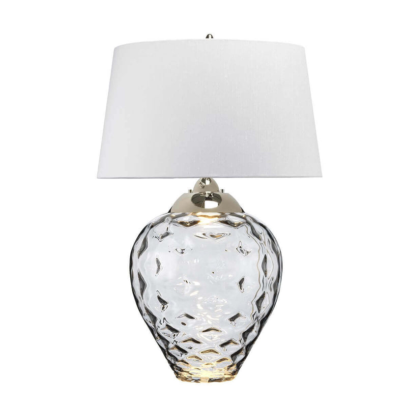 Lampe à poser Samara nickel poli et grise clair, verre, H 78,7 cm