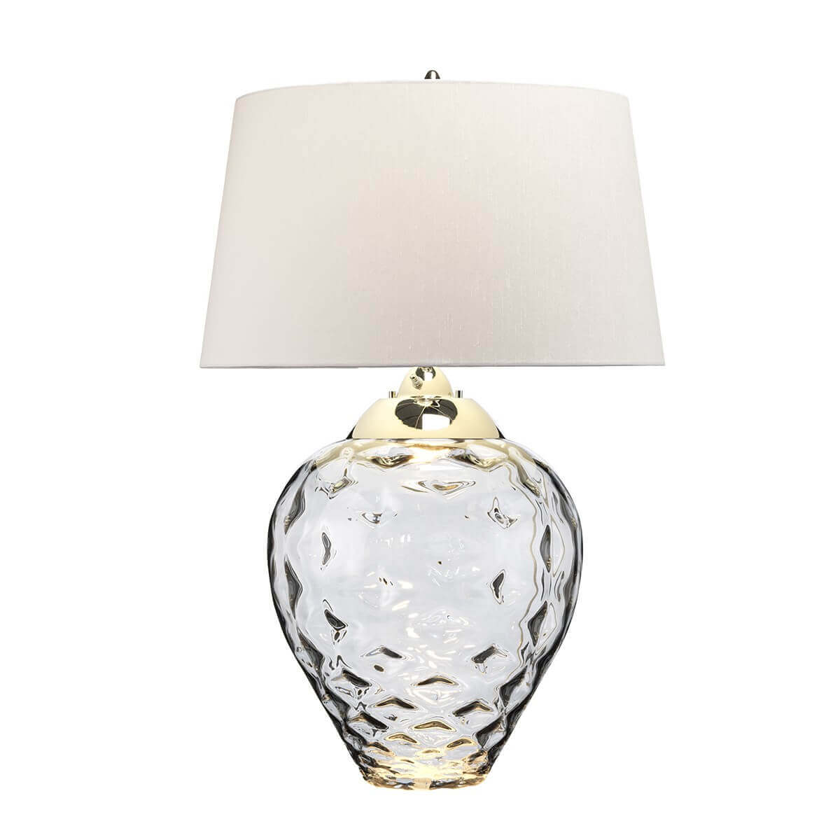 Lampe à poser Samara nickel poli et grise clair, verre, H 78,7 cm