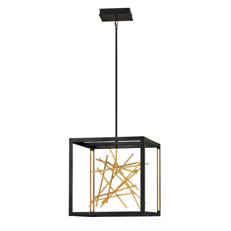 Suspension Styx noire et dorée, H 53,8 cm
