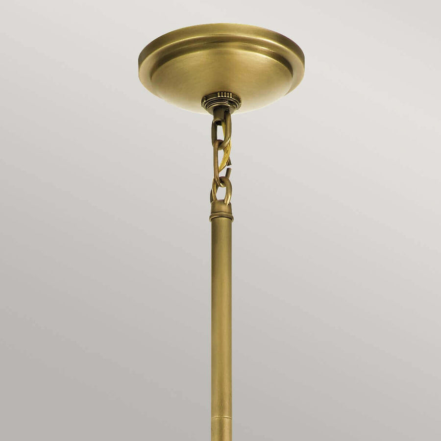 Détail du pavillon de plafond en laiton, chaîne et tige de suspension
