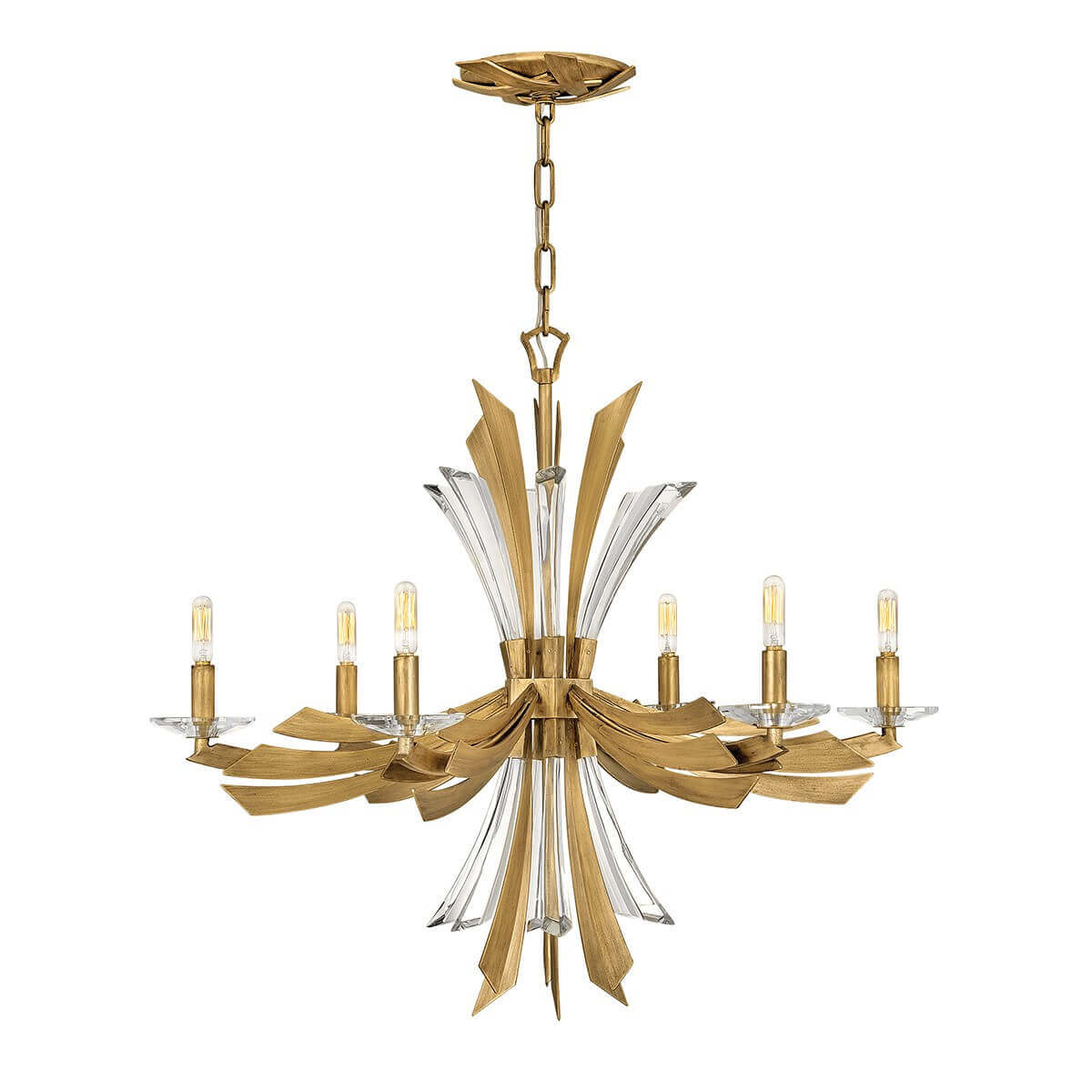 Lustre Vida 6 lumières doré, cristal