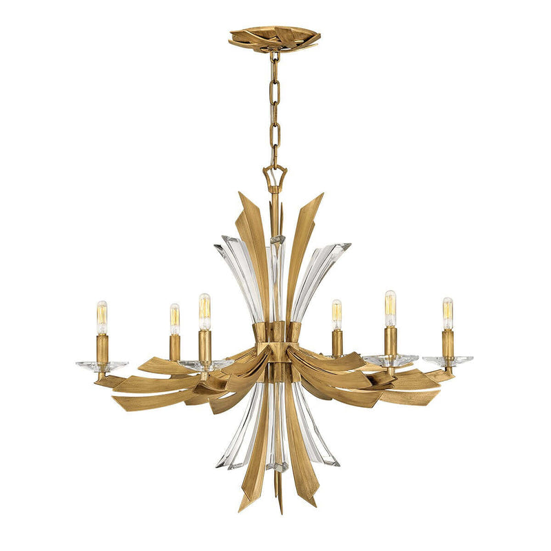 Lustre Vida 6 lumières doré, cristal