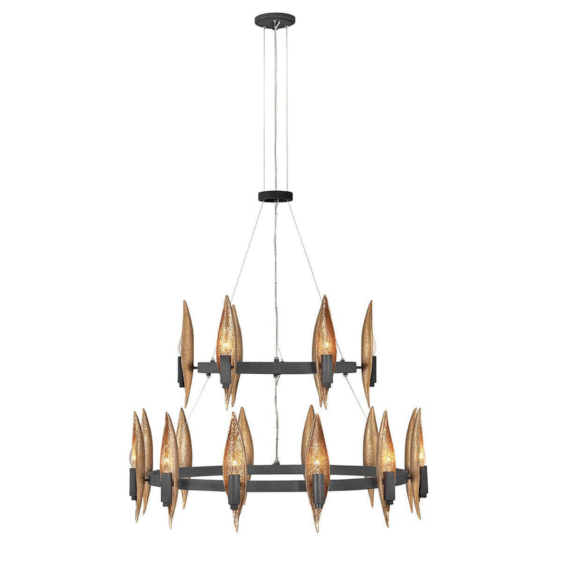 Lustre Willow 18 lumières noir et doré