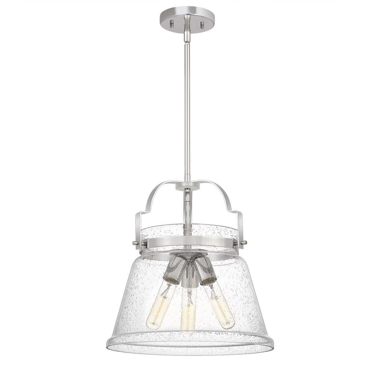 Suspension Wimberley 3 lumières chromée et transparente, verre
