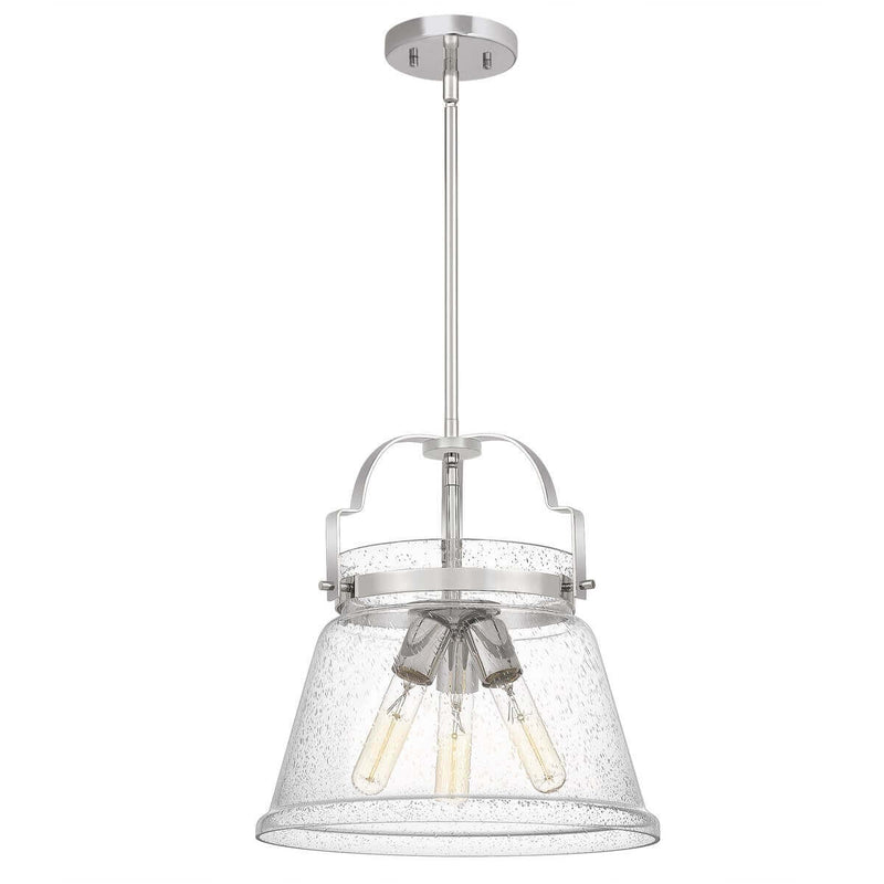 Suspension Wimberley 3 lumières chromée et transparente, verre