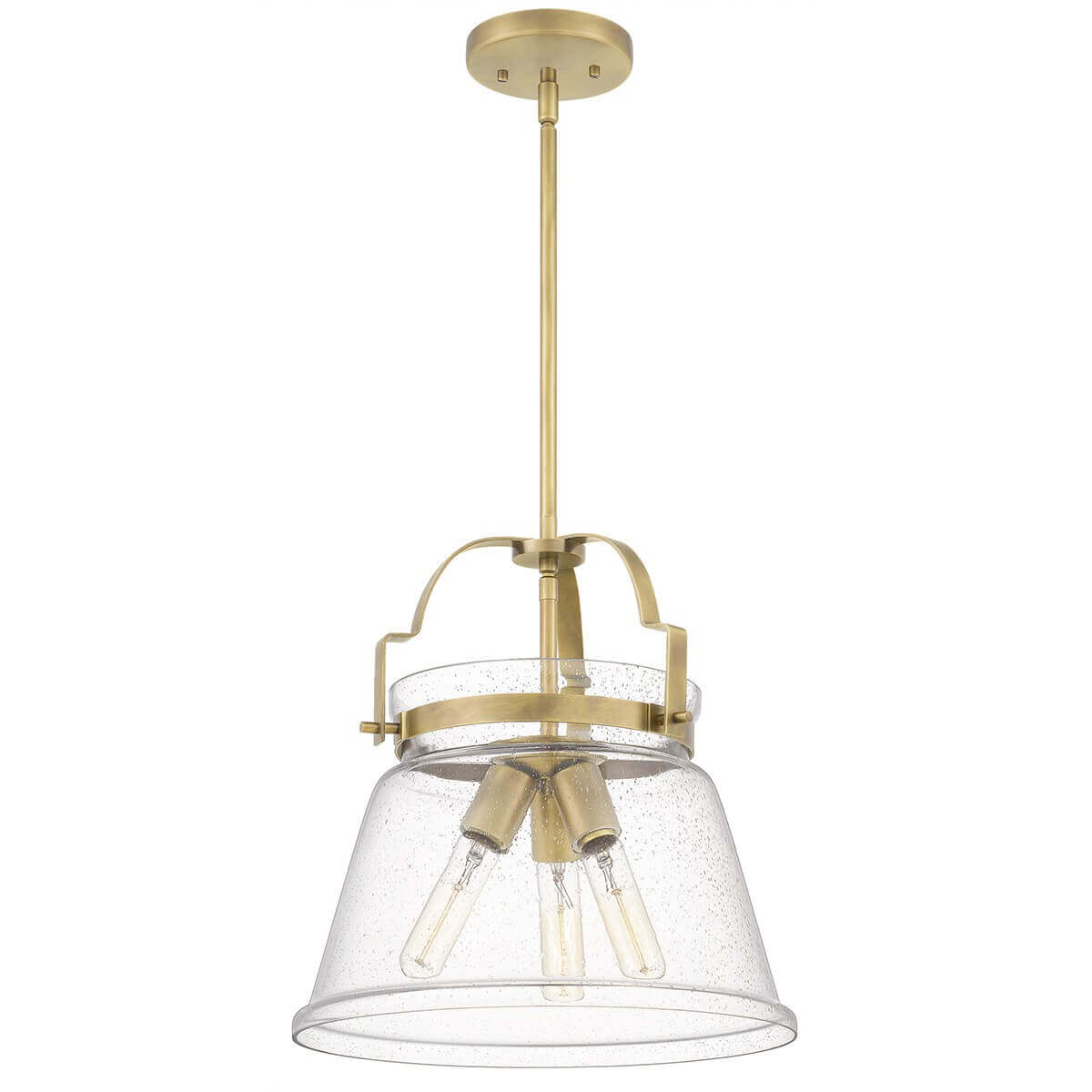Luminaire suspendu complet avec bras en laiton et diffuseur en verre clair