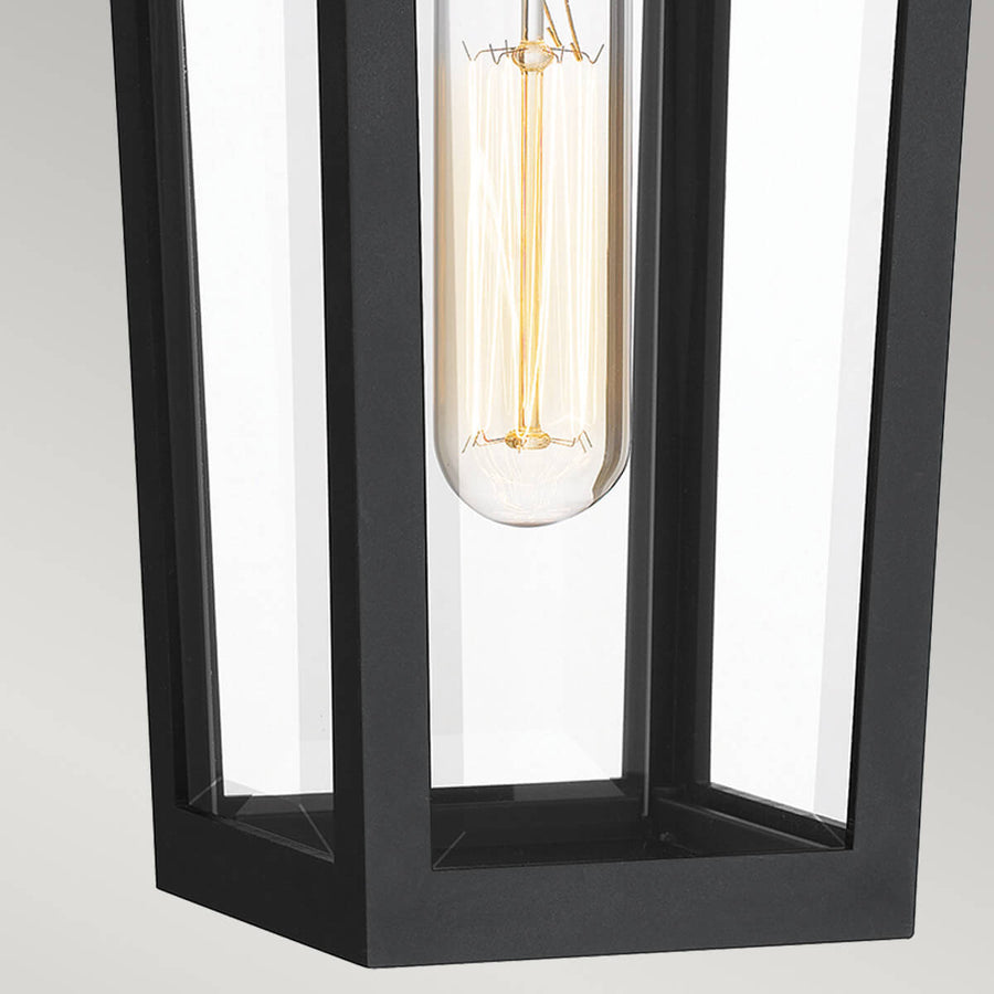 Applique extérieure Buckley noire et laiton, verre, H 37 cm
