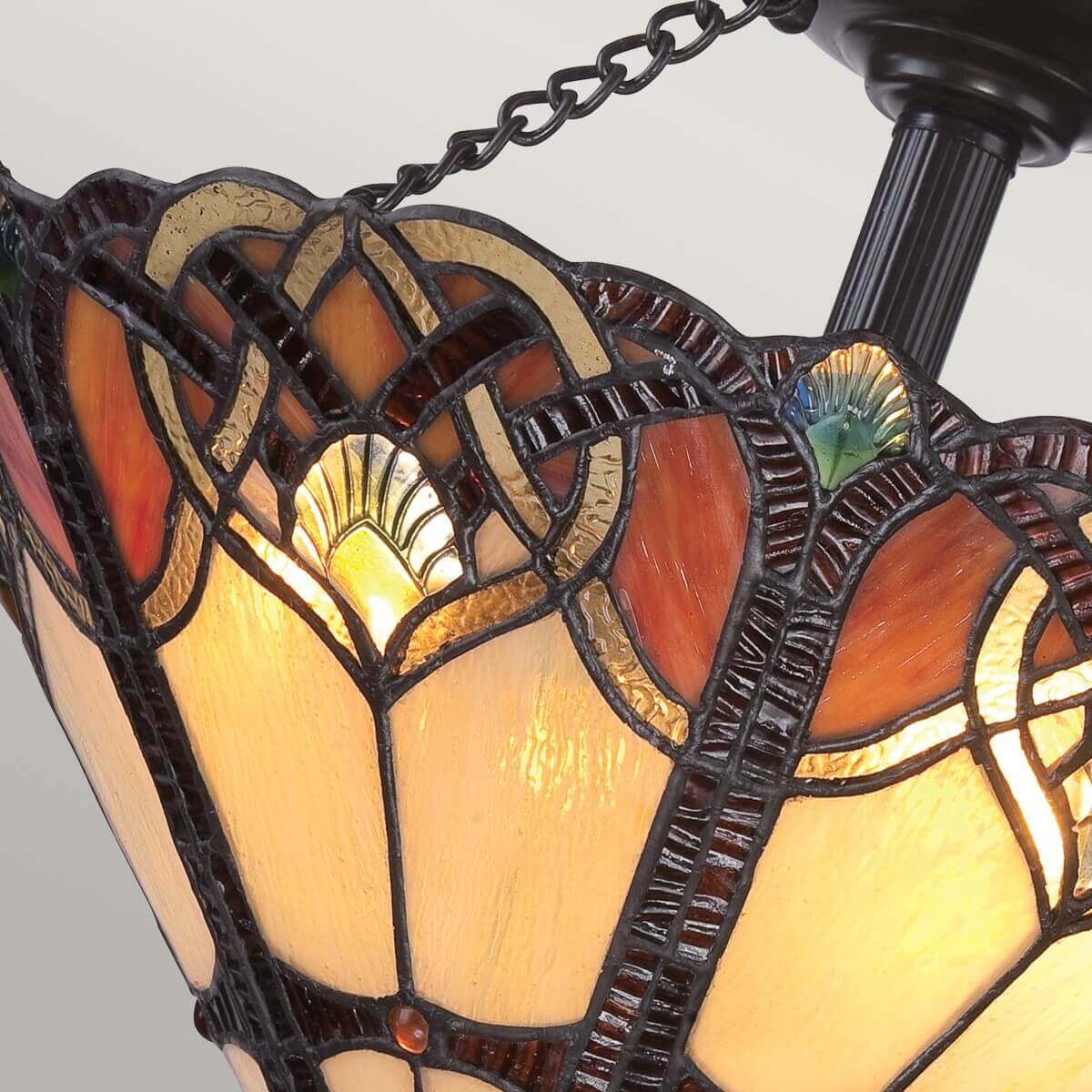 Plafonnier Cambridge 2 lumières bronze, verre