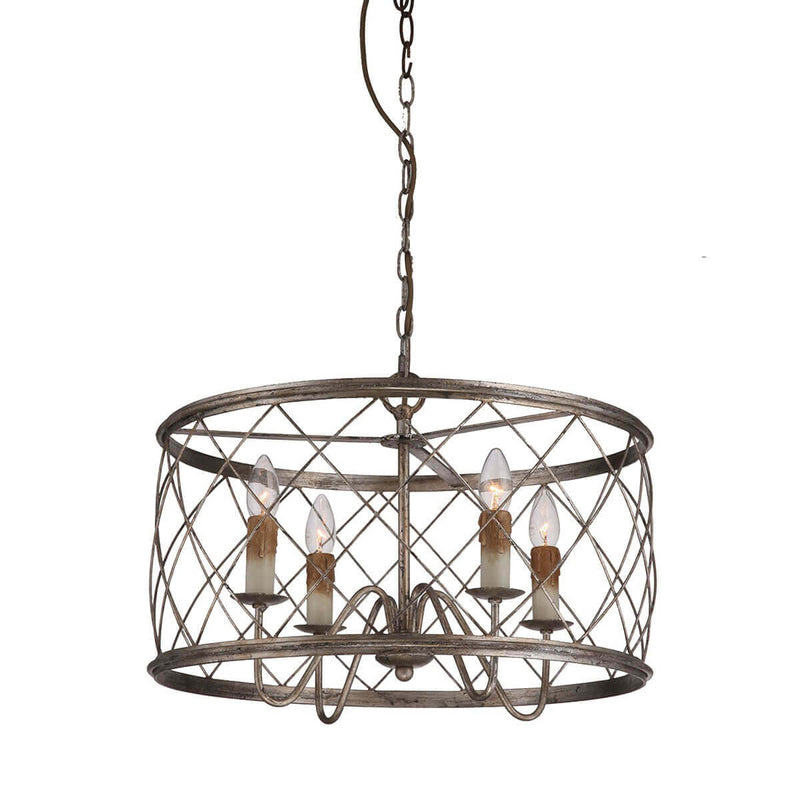 Suspension Dury 4 lumières argentée