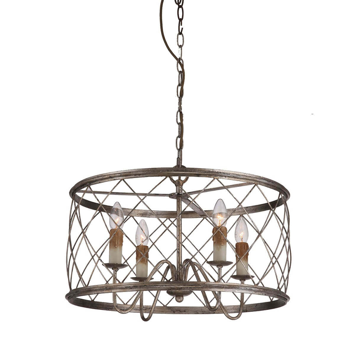 Suspension Dury 4 lumières argentée