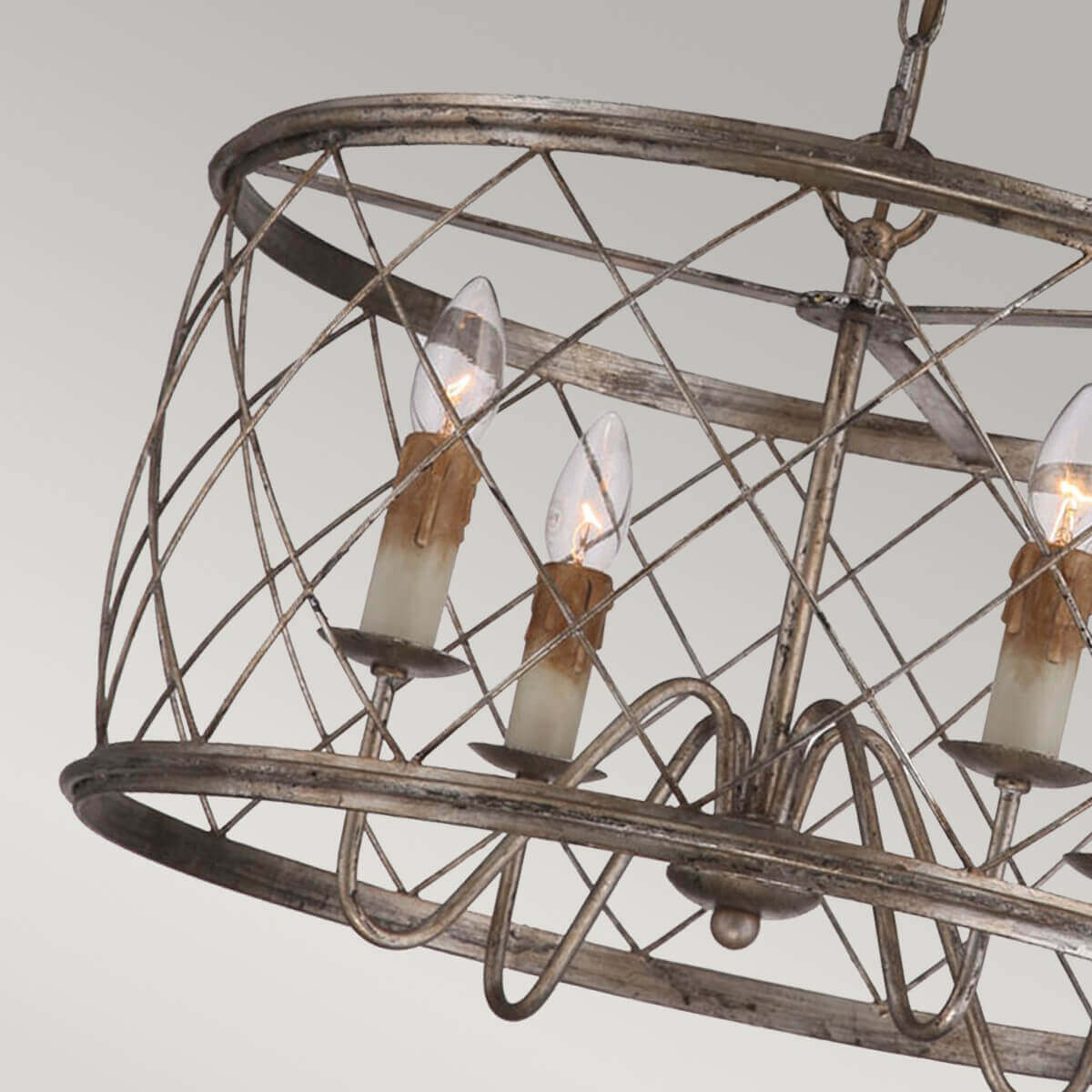 Suspension Dury 4 lumières argentée