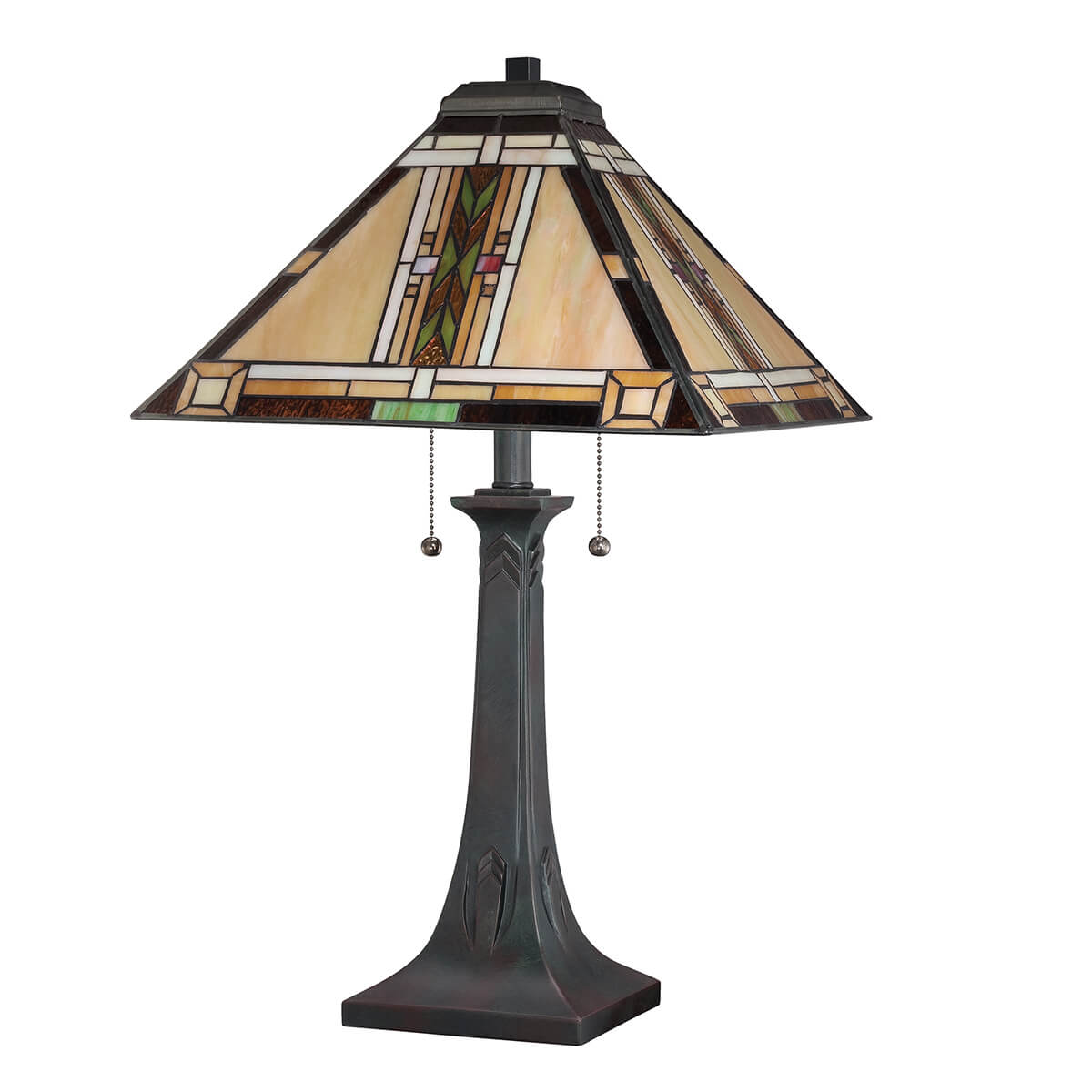 Lampe à poser Navajo 2 lumières bronze, verre